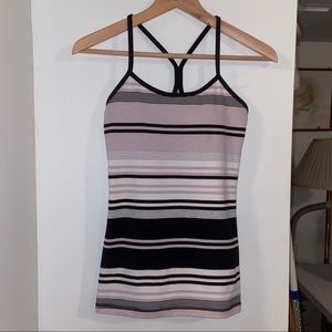 Lululemon Power Y Tank white cream striped Size 4